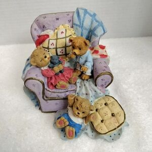 Vintage Teddy Bears in Chair Music Box What the World Needs Now Ceramic Figurine